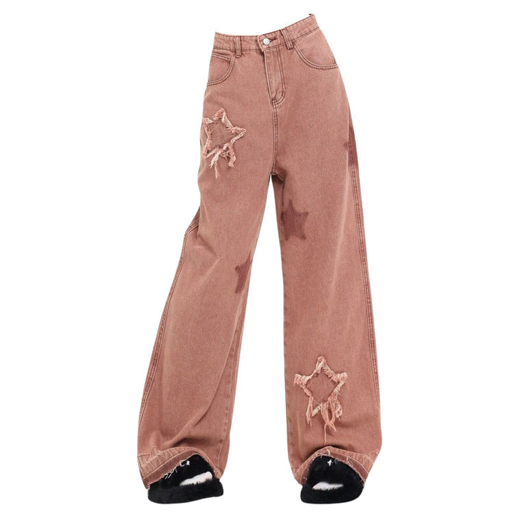 VILZSTUDIOS Trendy pink denim jeans for streetwear fashion