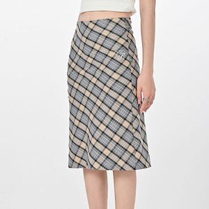 VILZSTUDIOS Fashionable midi skirt with plaid design