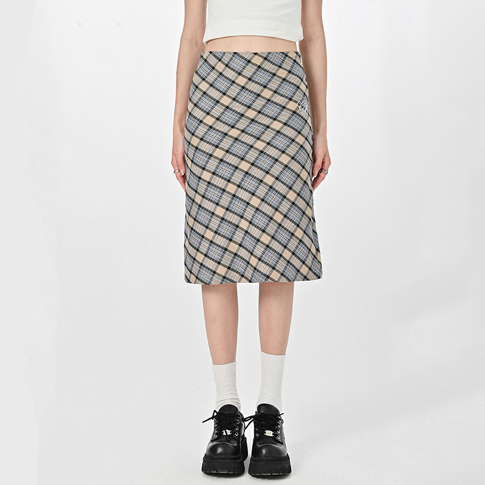 VILZSTUDIOS Fashionable midi skirt with plaid design
