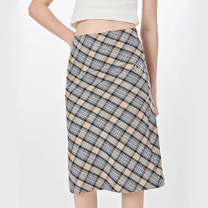 VILZSTUDIOS Fashionable midi skirt with plaid design