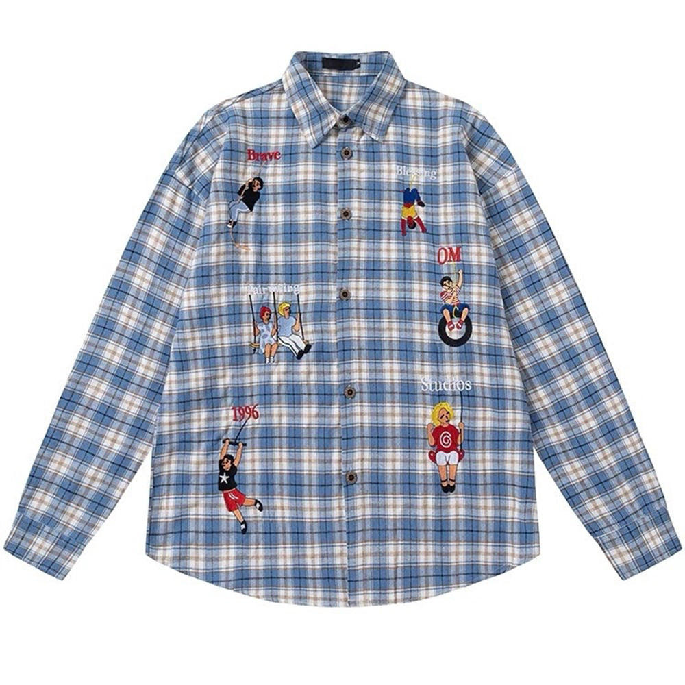 VILZSTUDIOS Trendy embroidered plaid shirt from VILZSTUDIOS