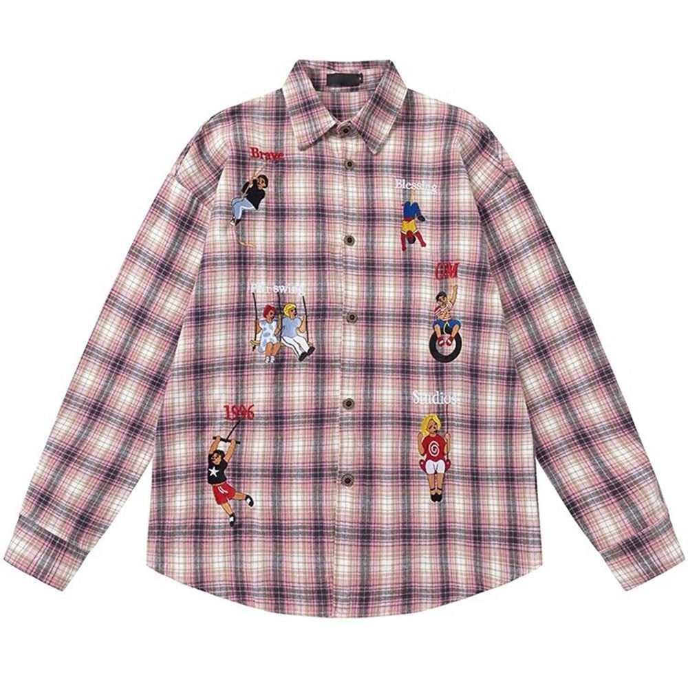 VILZSTUDIOS Trendy embroidered plaid shirt from VILZSTUDIOS
