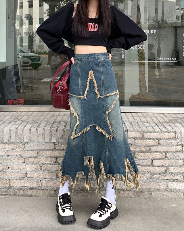 VILZSTUDIOS Trendy long denim skirt from VILZSTUDIOS