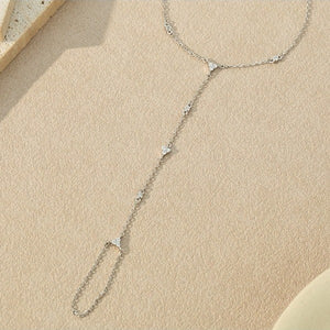 VILZSTUDIOS silver triangular cluster hand chain bracelet ring