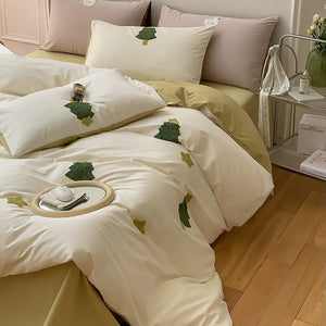 VILZSTUDIOS two-tone cotton duvet cover set with raised cartoon motifs and a neutral reverse