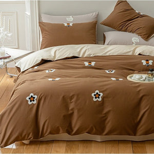 VILZSTUDIOS two-tone cotton duvet cover set with raised cartoon motifs and a neutral reverse