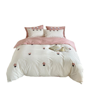 VILZSTUDIOS two-tone cotton duvet cover set with tufted floral or animal embroidery