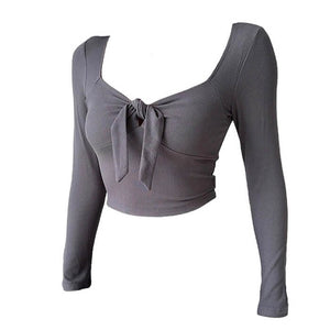 VILZSTUDIOS Twisted Tie Textured Long Sleeve Top product image