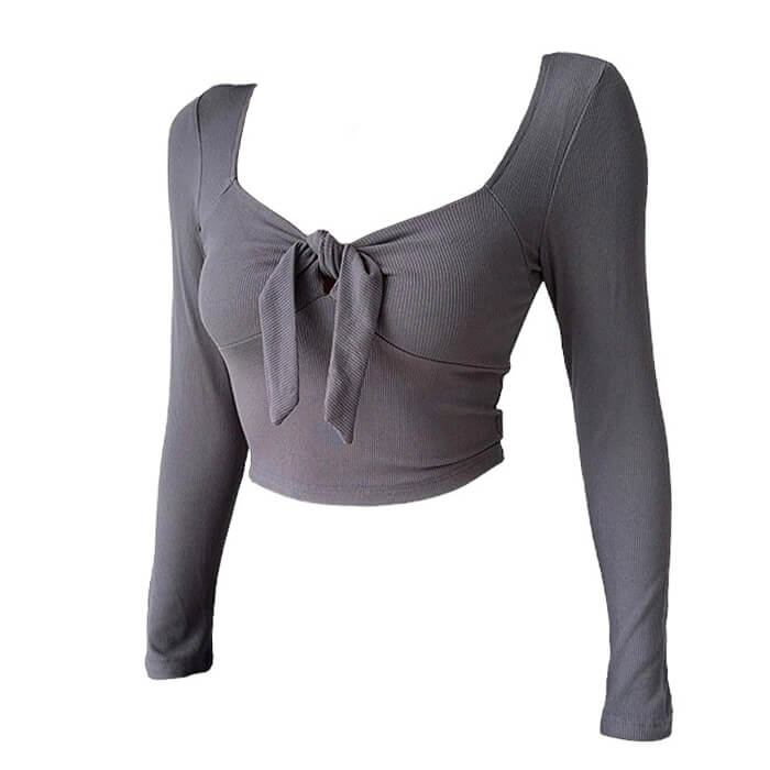 VILZSTUDIOS Twisted Tie Textured Long Sleeve Top product image