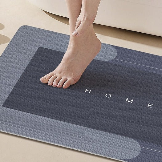 VILZSTUDIOS blue, green and gray bath mat options with two-tone geometric borders