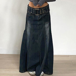 VILZSTUDIOS Belted denim maxi skirt from VILZSTUDIOS