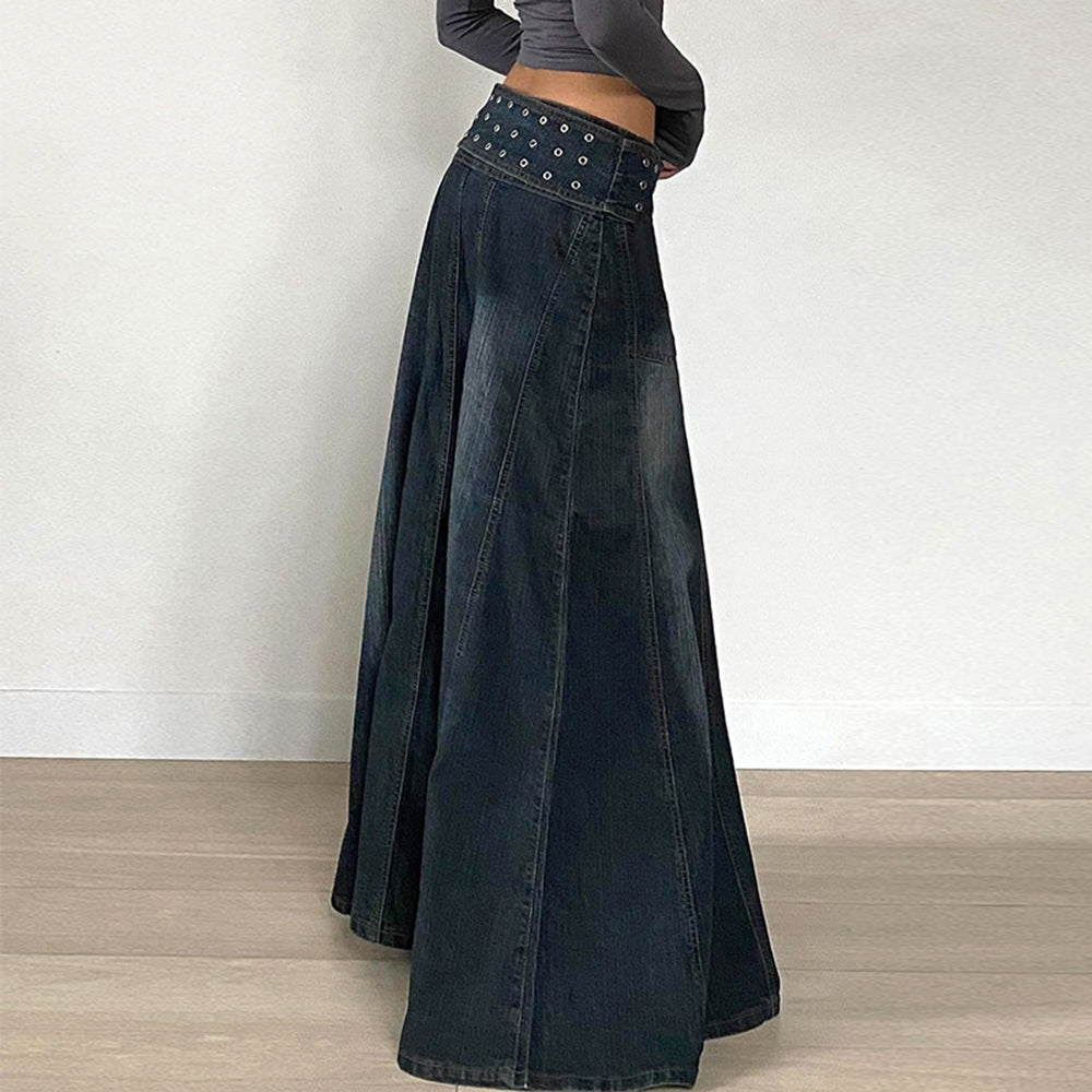 VILZSTUDIOS Belted denim maxi skirt from VILZSTUDIOS