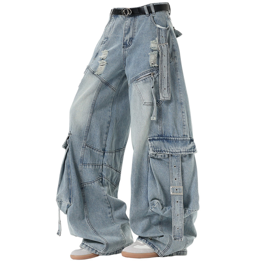 VILZSTUDIOS Stylish cargo denim jeans for streetwear fashion