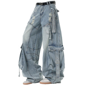 VILZSTUDIOS Stylish cargo denim jeans for streetwear fashion