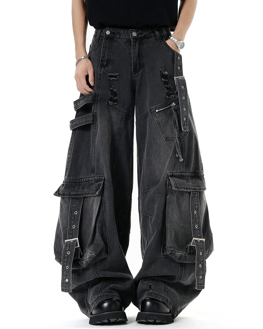 VILZSTUDIOS Stylish cargo denim jeans for streetwear fashion