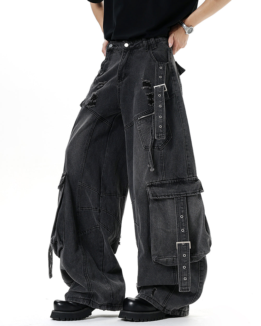 VILZSTUDIOS Stylish cargo denim jeans for streetwear fashion