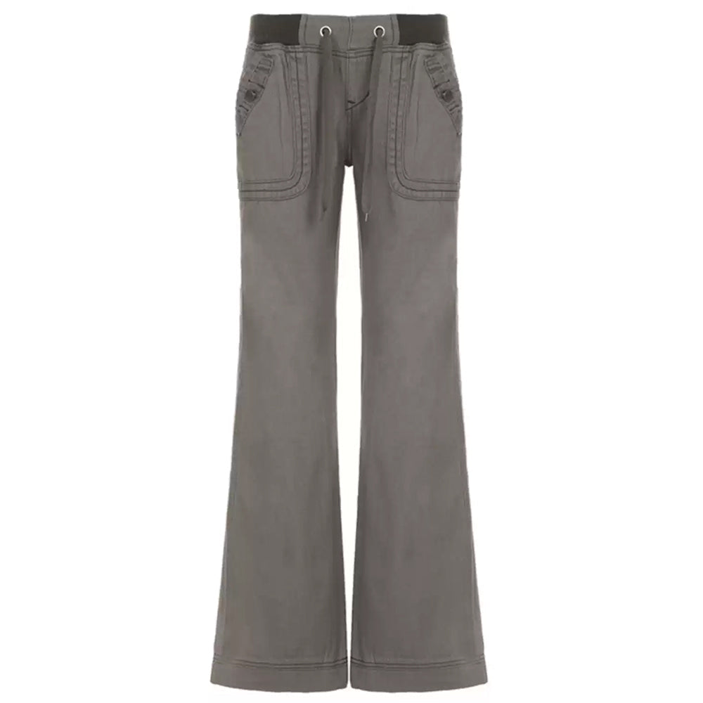 VILZSTUDIOS Stylish denim wide-leg trousers with drawstring waistband