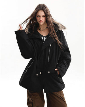 VILZSTUDIOS Fur-trimmed oversized parka for urban fashion