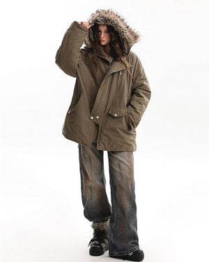 VILZSTUDIOS Fur-trimmed oversized parka for urban fashion
