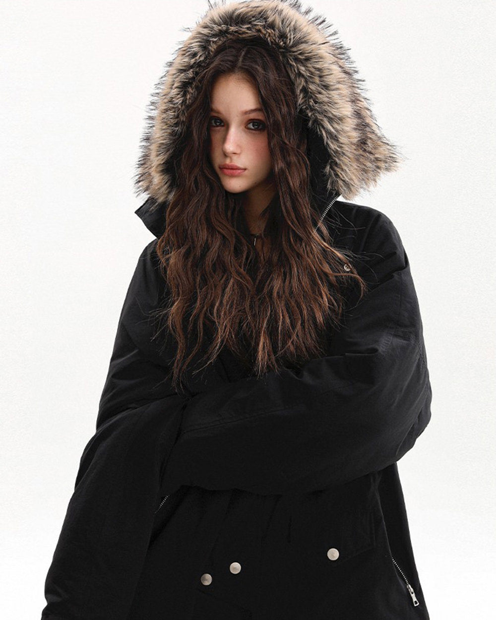 VILZSTUDIOS Fur-trimmed oversized parka for urban fashion