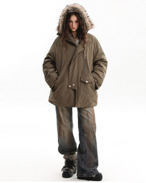VILZSTUDIOS Fur-trimmed oversized parka for urban fashion