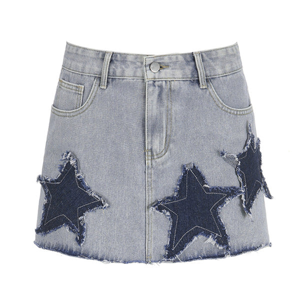 VILZSTUDIOS Stylish denim skirt with star design