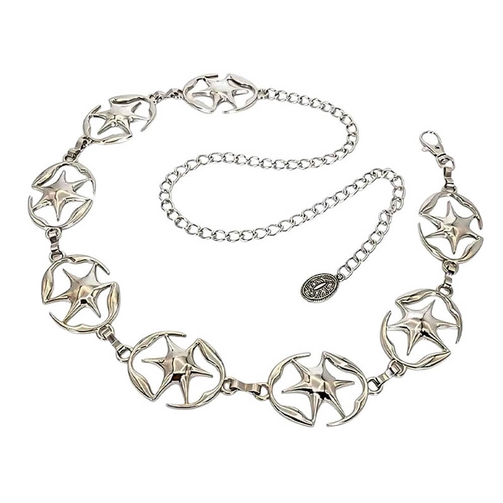 VILZSTUDIOS Stylish star chain belt with hollow metal links