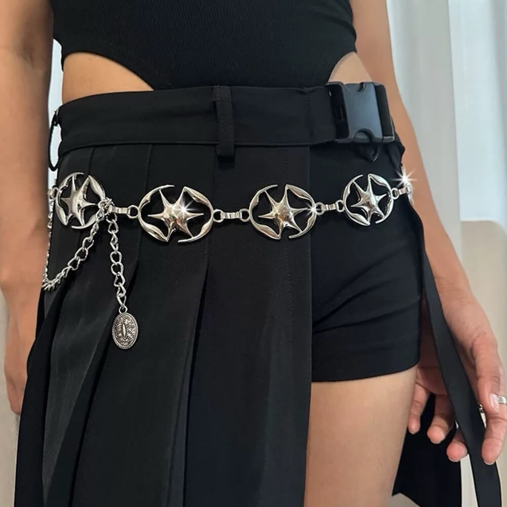 VILZSTUDIOS Stylish star chain belt with hollow metal links