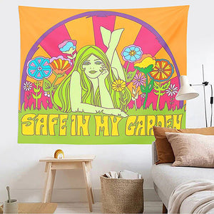 VILZSTUDIOS Colorful wall tapestry featuring a garden scene