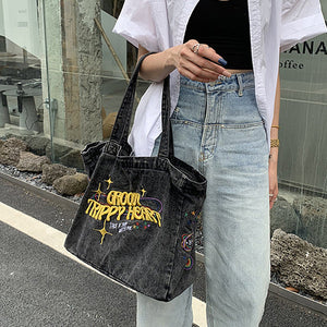 VILZSTUDIOS Trendy denim bag with heart design