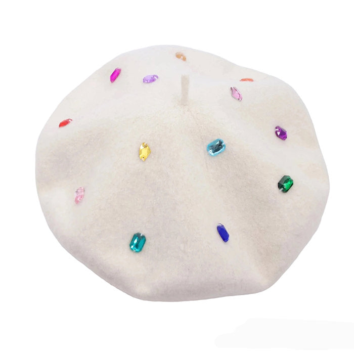 VILZSTUDIOS Rhinestone beret hat for trendy streetwear