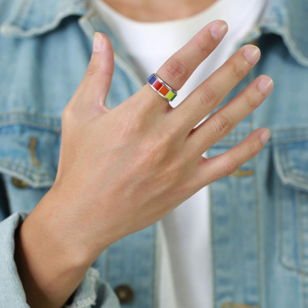 VILZSTUDIOS Colorful spinner fidget ring for anxiety relief