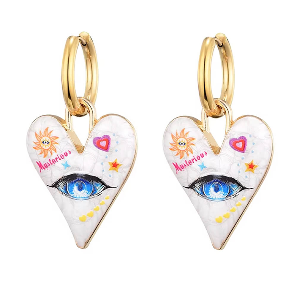 VILZSTUDIOS Heart-shaped hoop earrings with blue eye and star designs