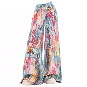 VILZSTUDIOS Wide-leg jeans with watercolor print design