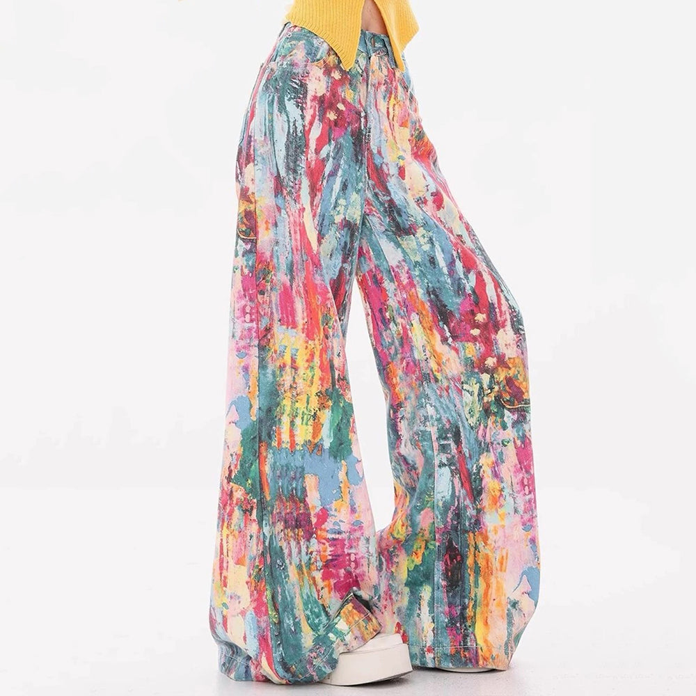 VILZSTUDIOS Wide-leg jeans with watercolor print design