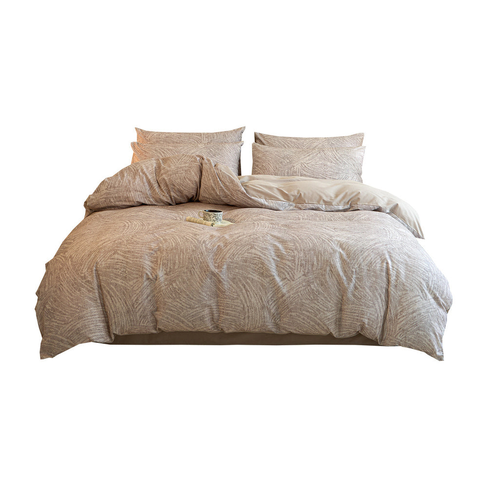 VILZSTUDIOS Muted neutral, green and pink duvet cover set options with wave, floral or brown dog-motif plaid patterns