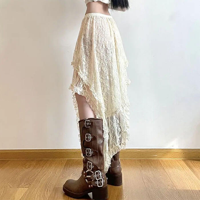 VILZSTUDIOS Asymmetrical lace skirt from VILZSTUDIOS