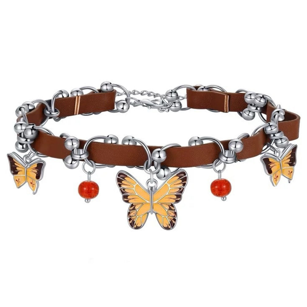 VILZSTUDIOS Stylish choker necklace with butterfly and bead pendants