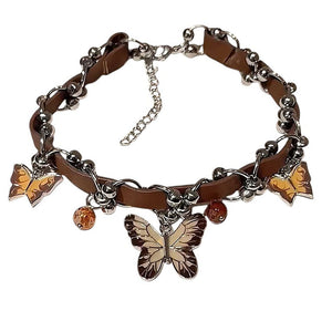 VILZSTUDIOS Stylish choker necklace with butterfly and bead pendants