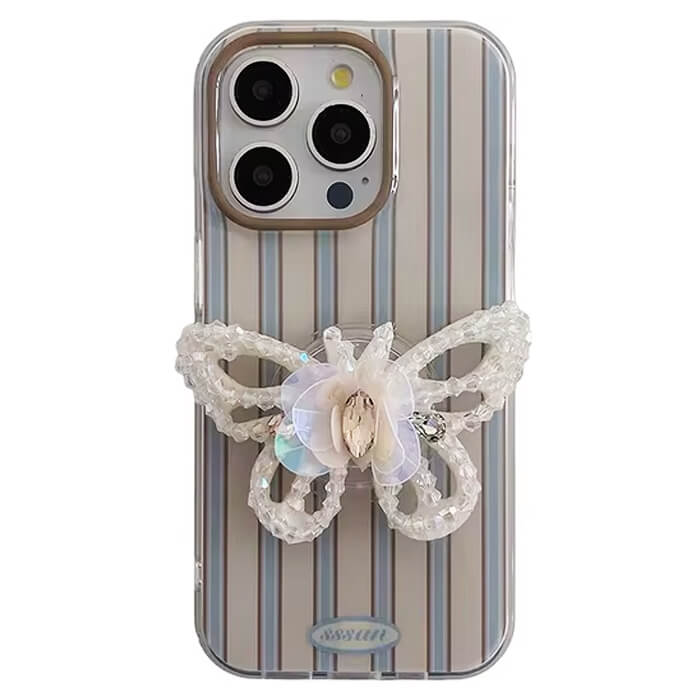 VILZSTUDIOS Stylish striped phone case with butterfly design