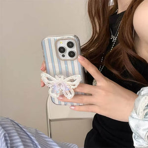 VILZSTUDIOS Stylish striped phone case with butterfly design