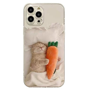 VILZSTUDIOS Cute cat and carrot phone case design