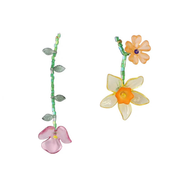 VILZSTUDIOS Floral asymmetrical earrings from VILZSTUDIOS