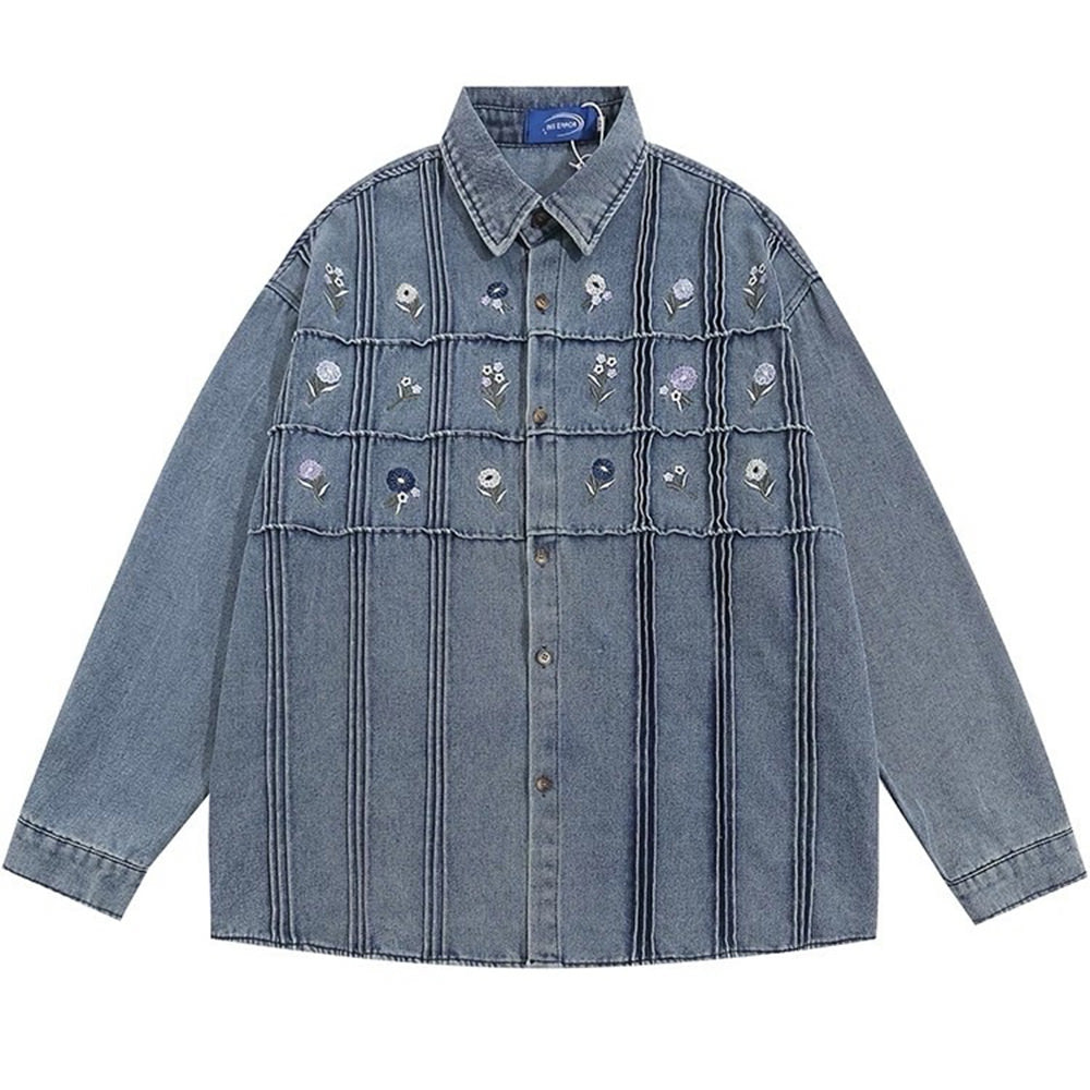 VILZSTUDIOS Floral embroidered denim jacket with oversized fit
