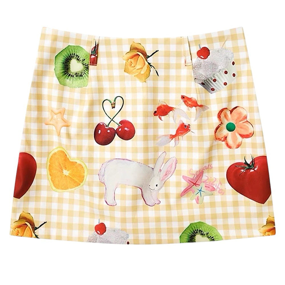 VILZSTUDIOS Whimsical gingham high-waist skirt from VILZSTUDIOS