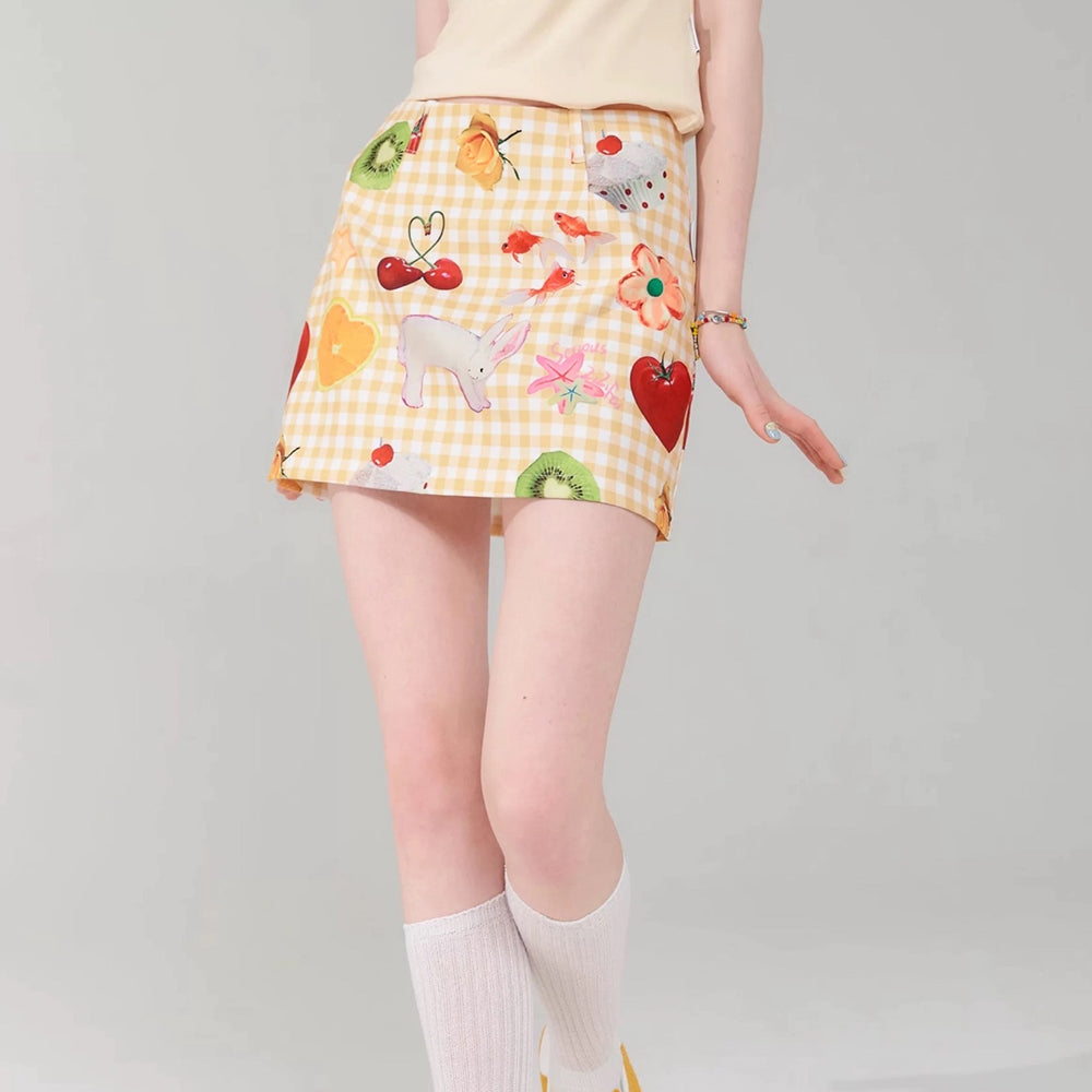 VILZSTUDIOS Whimsical gingham high-waist skirt from VILZSTUDIOS