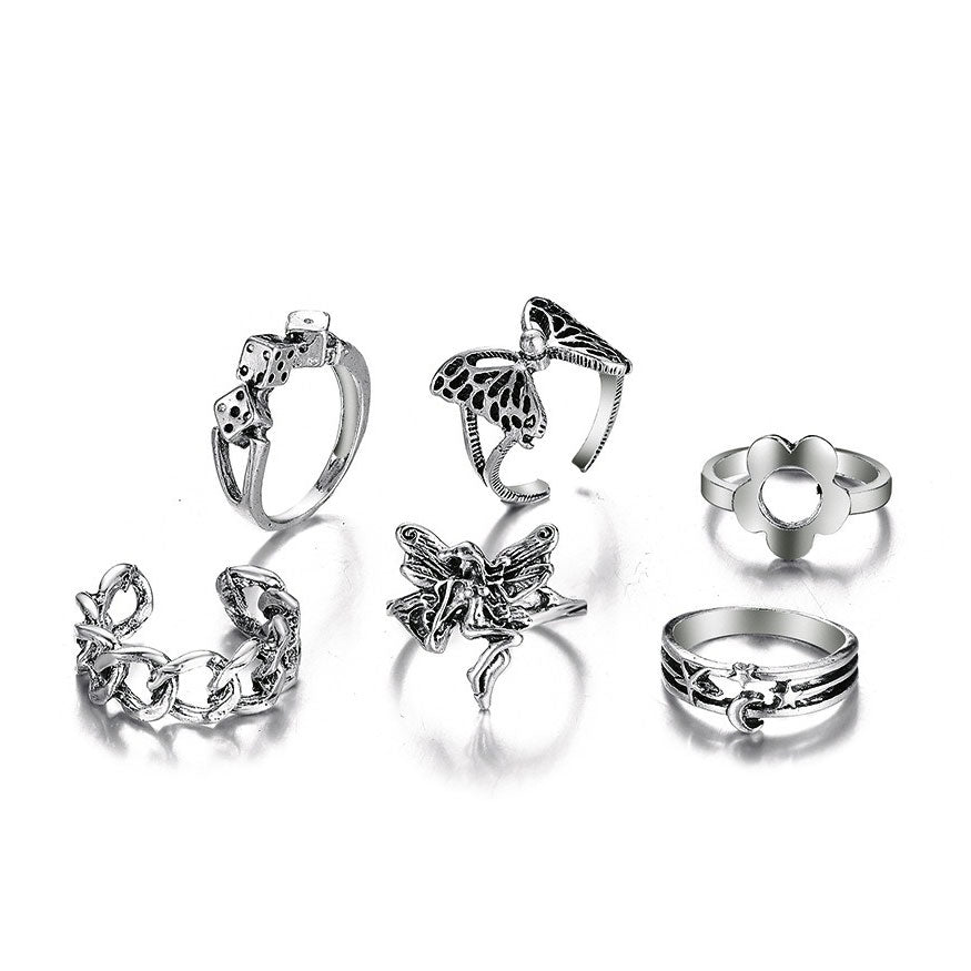 VILZSTUDIOS Whimsical grunge aesthetic ring set for fashion lovers