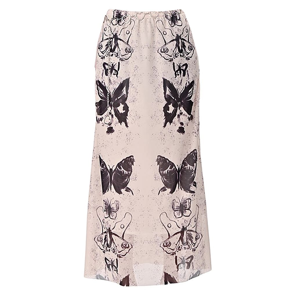 VILZSTUDIOS Fashionable butterfly maxi skirt for streetwear style