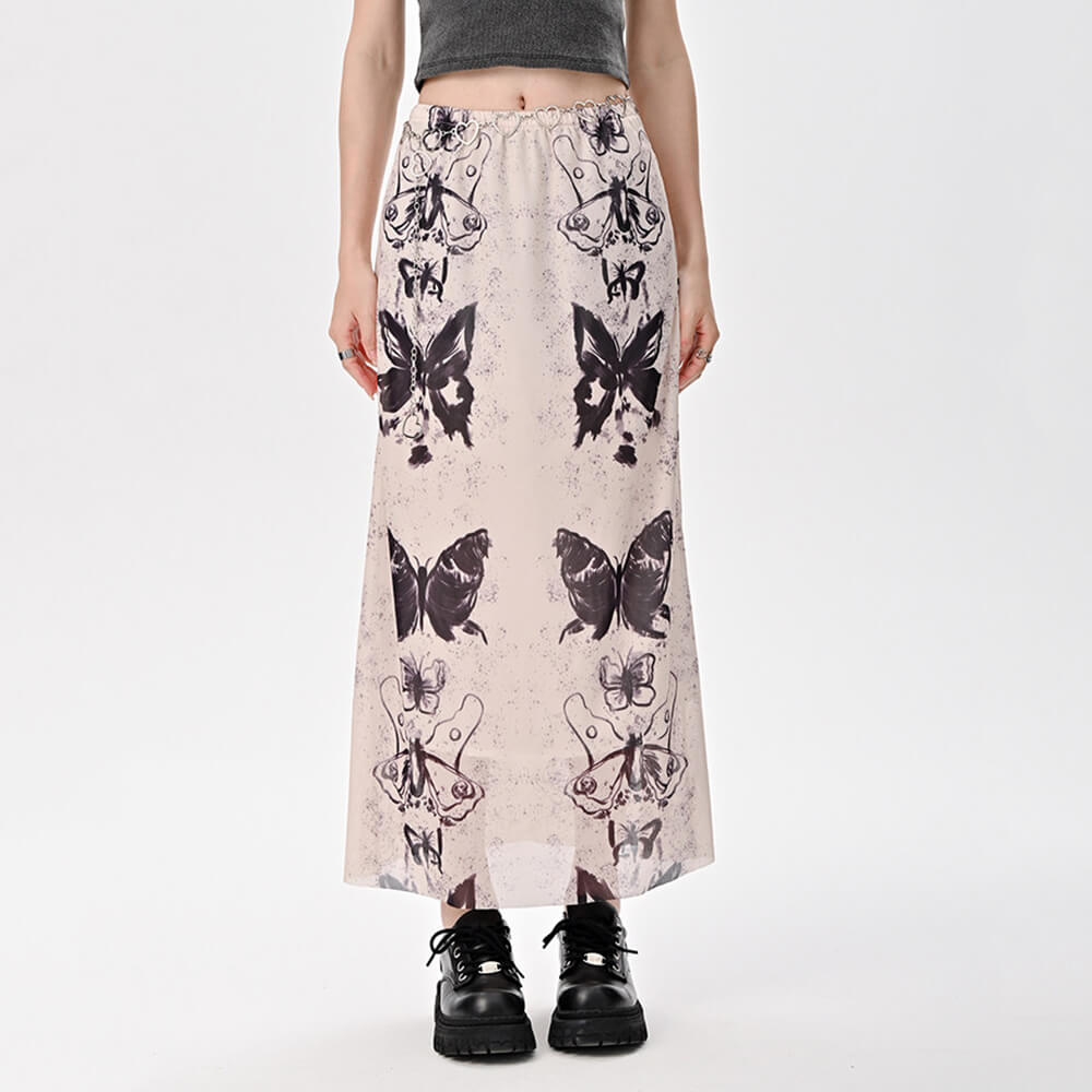 VILZSTUDIOS Fashionable butterfly maxi skirt for streetwear style