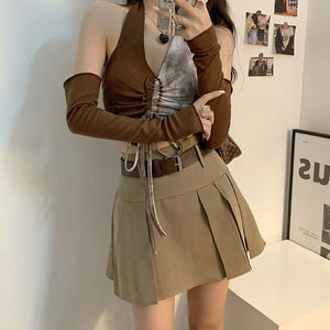 VILZSTUDIOS Stylish halter top and gloves set